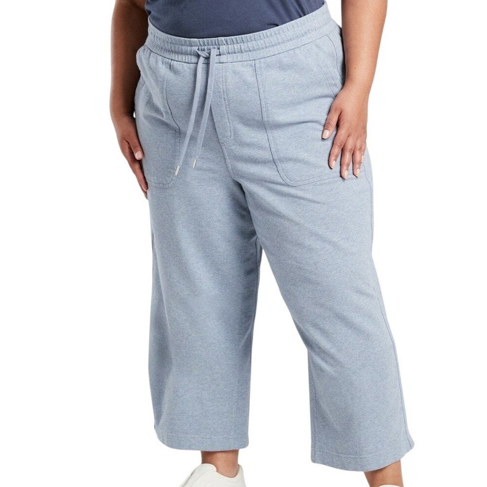 Athleta NWOT Farallon Heathered Wide Leg Crop Light Blue Plus Size 26 Breathable